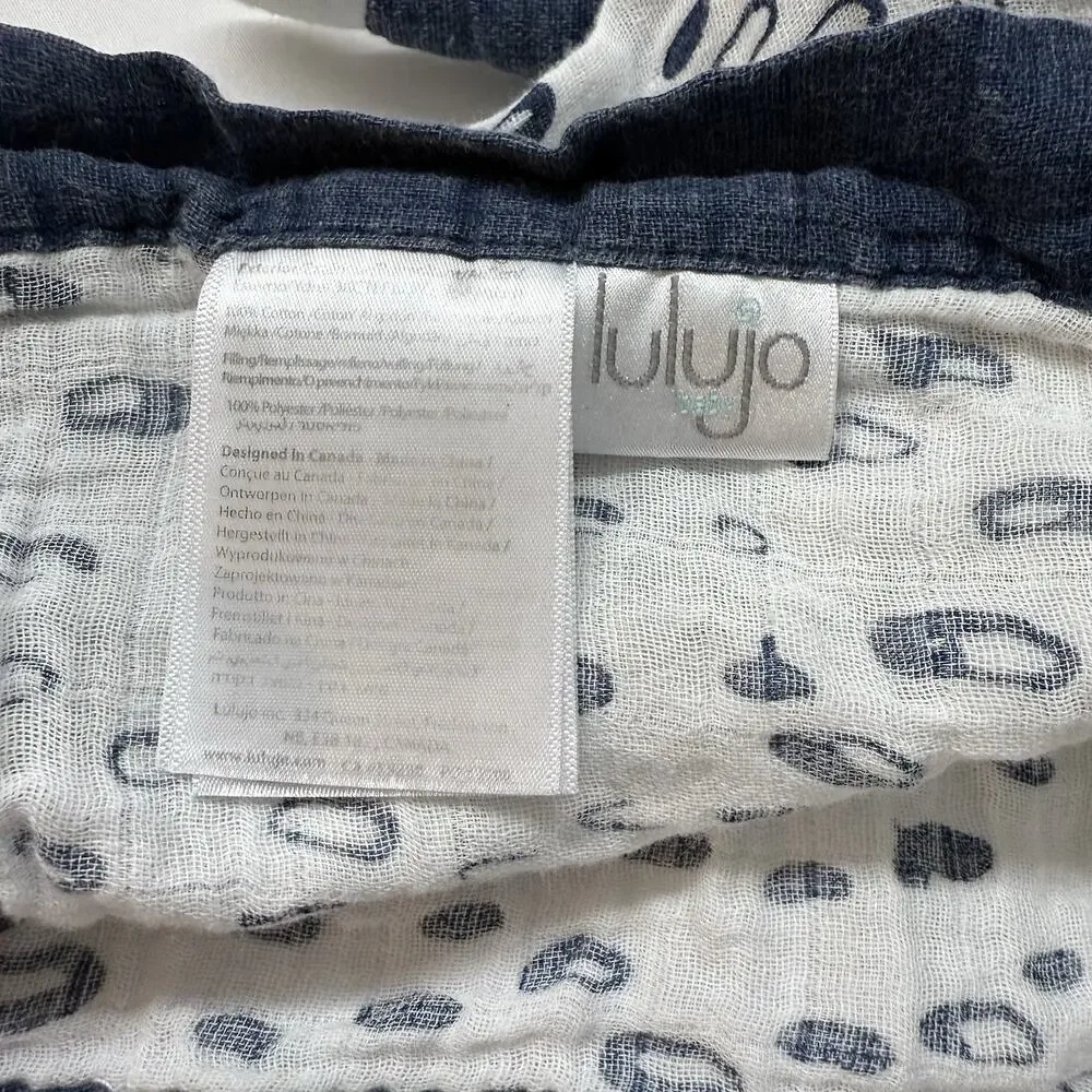 Lulujo Baby Lovey Security Blanket Muslin Blue White Monster